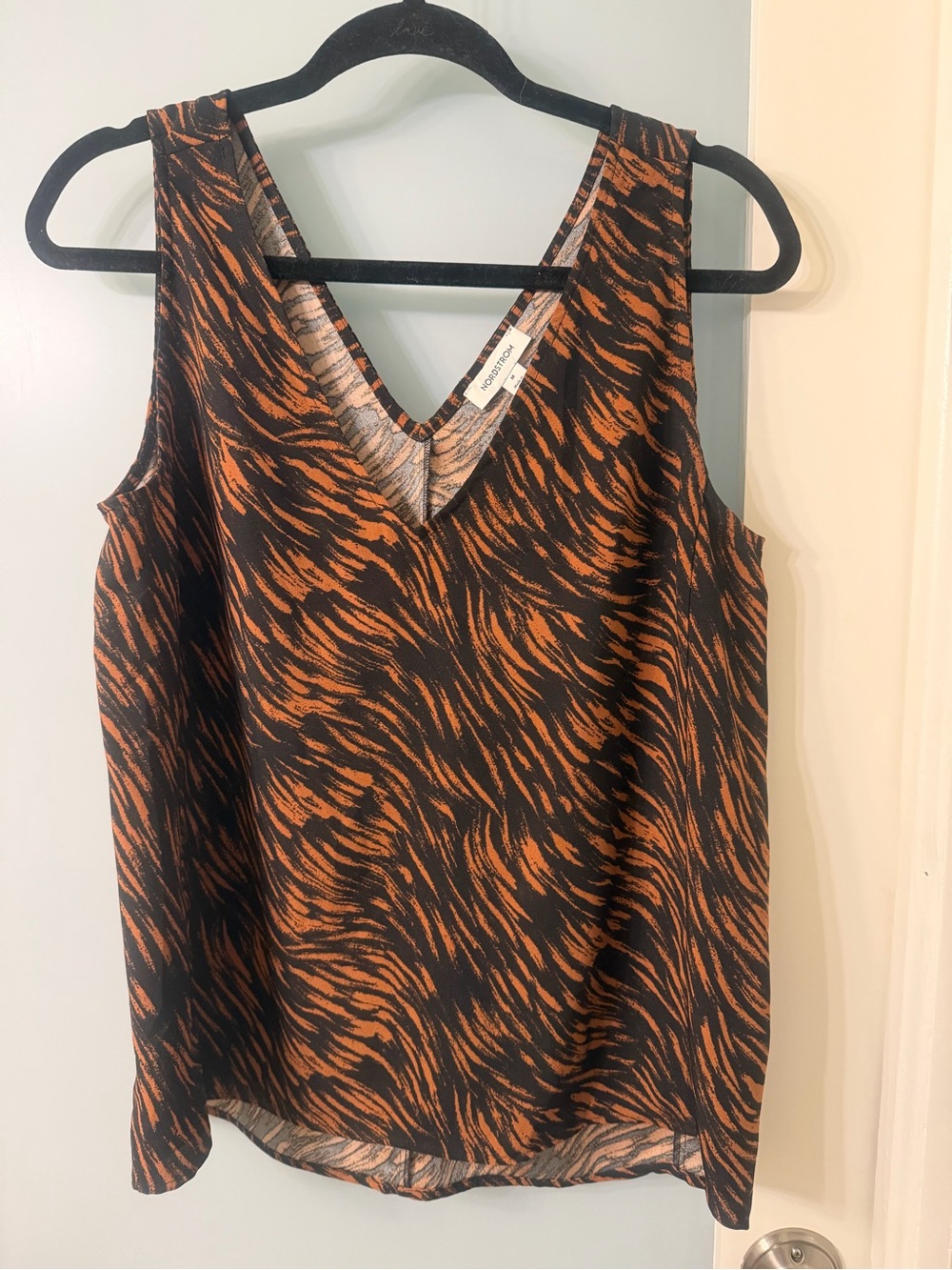 Nordstrom Black and Rust V-Neck Animal-Print Camisole